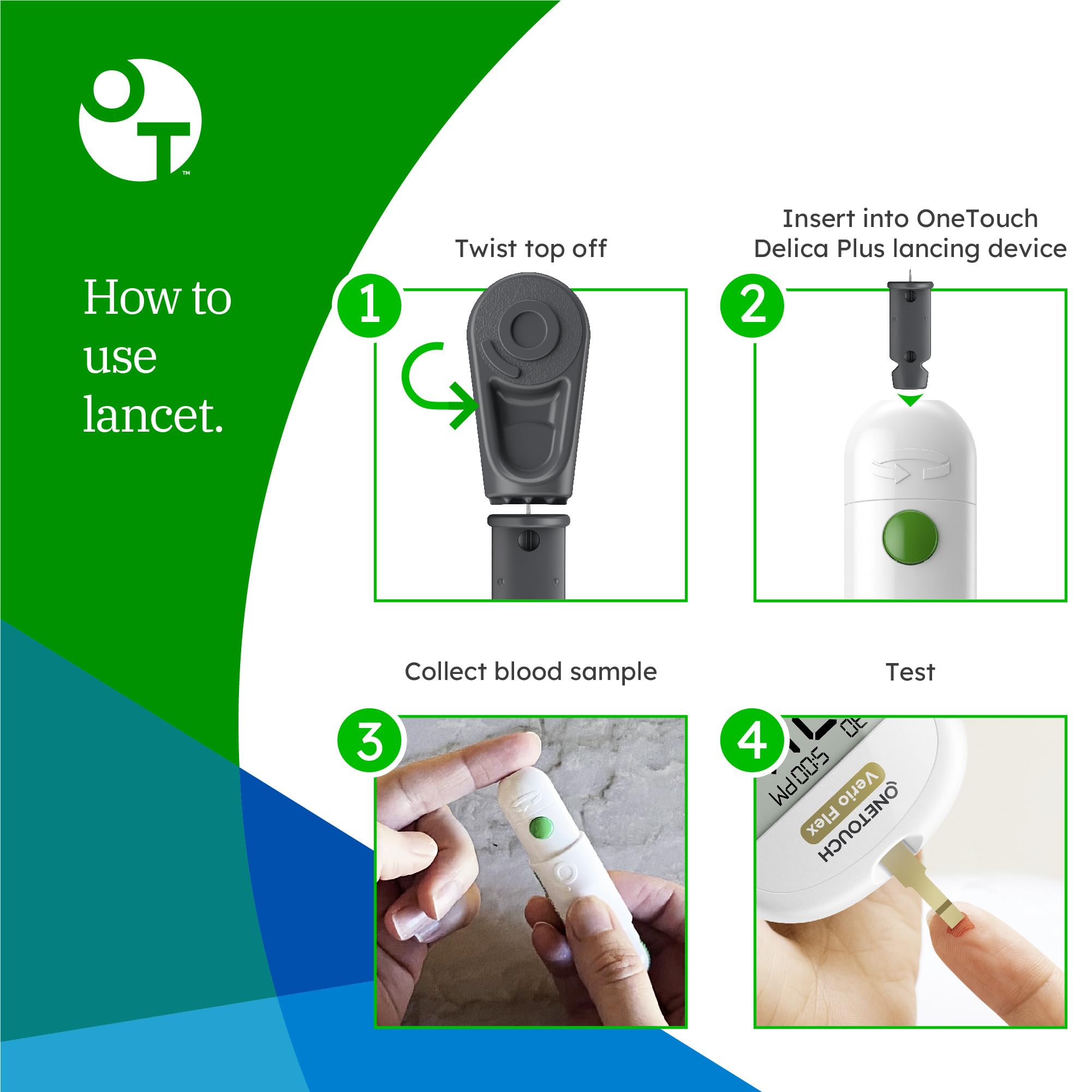 Display of the OneTouch Delica Plus bundle with lancets and strips