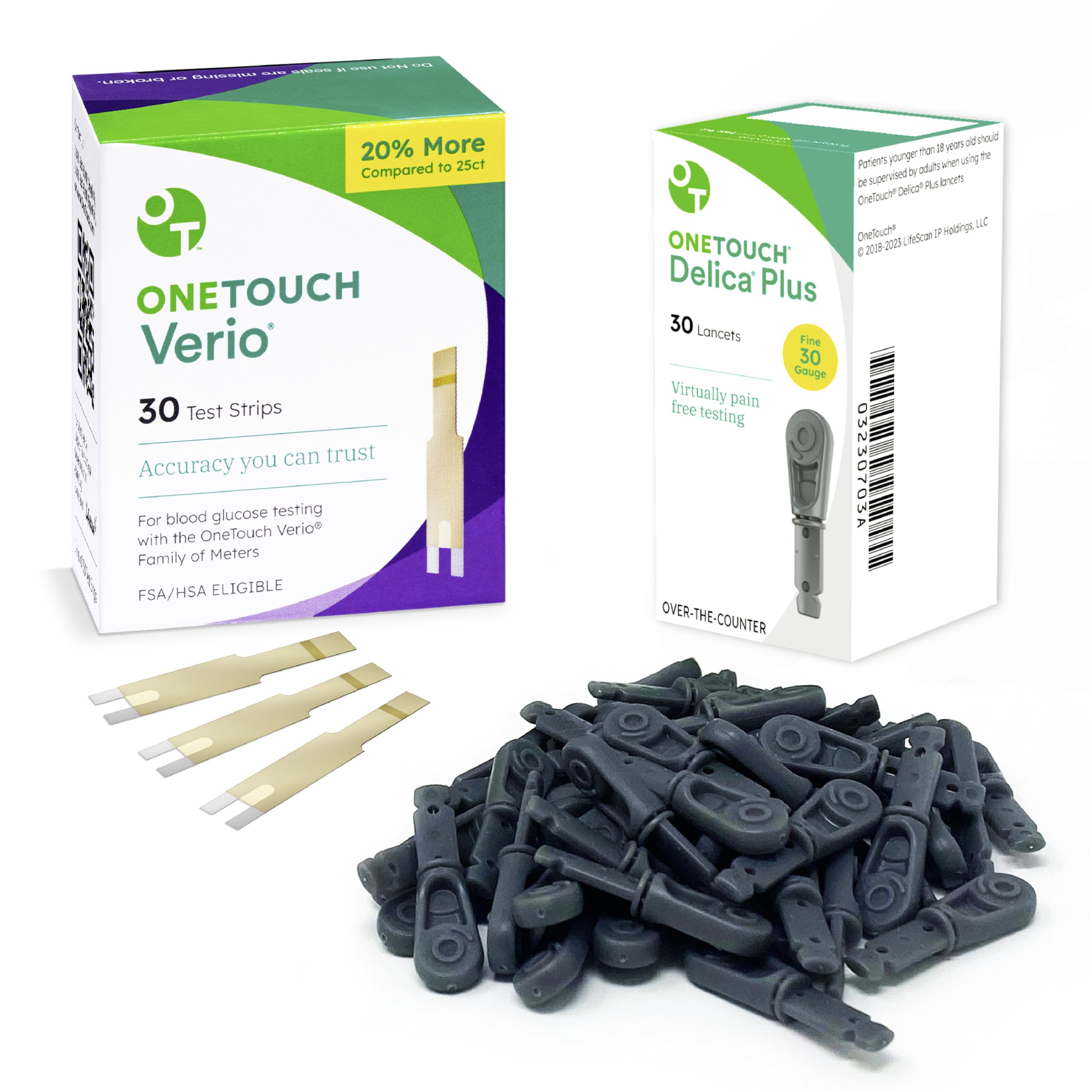 OneTouch Delica Plus lancets pack ready for quick, virtually painless testing