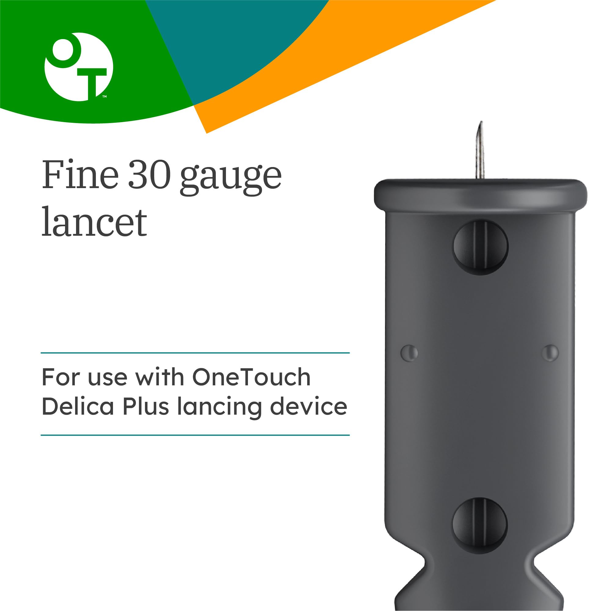 OneTouch Delica Plus lancets featuring precision guidance for steadier skin penetration.
