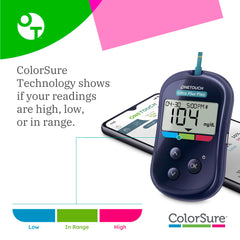 OneTouch Delica Plus lancing device close-up highlighting adjustable depth for comfort.