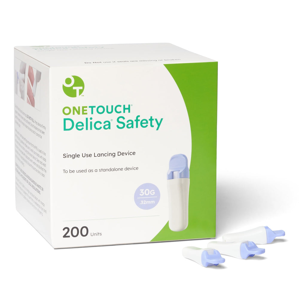 OneTouch Delica Safety lancing device for easy, hygienic blood sampling.