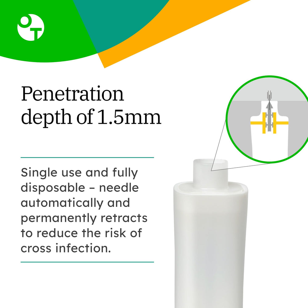 OneTouch Delica Safety sterile lancets ready for single-use.