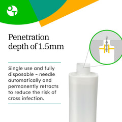 OneTouch Delica Safety sterile lancets ready for single-use.