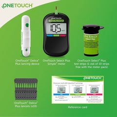 ONETOUCH lancing device and lancets included beside the meter