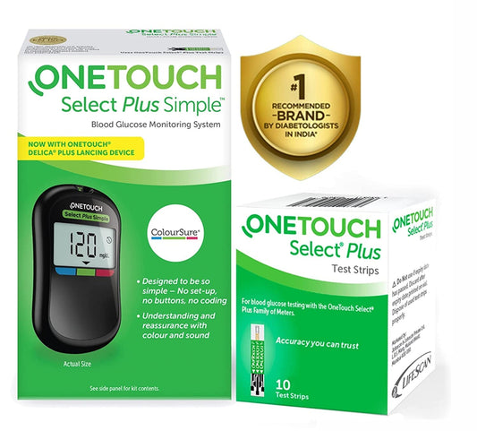 ONETOUCH Select Plus Simple glucometer with green body and readable LCD display