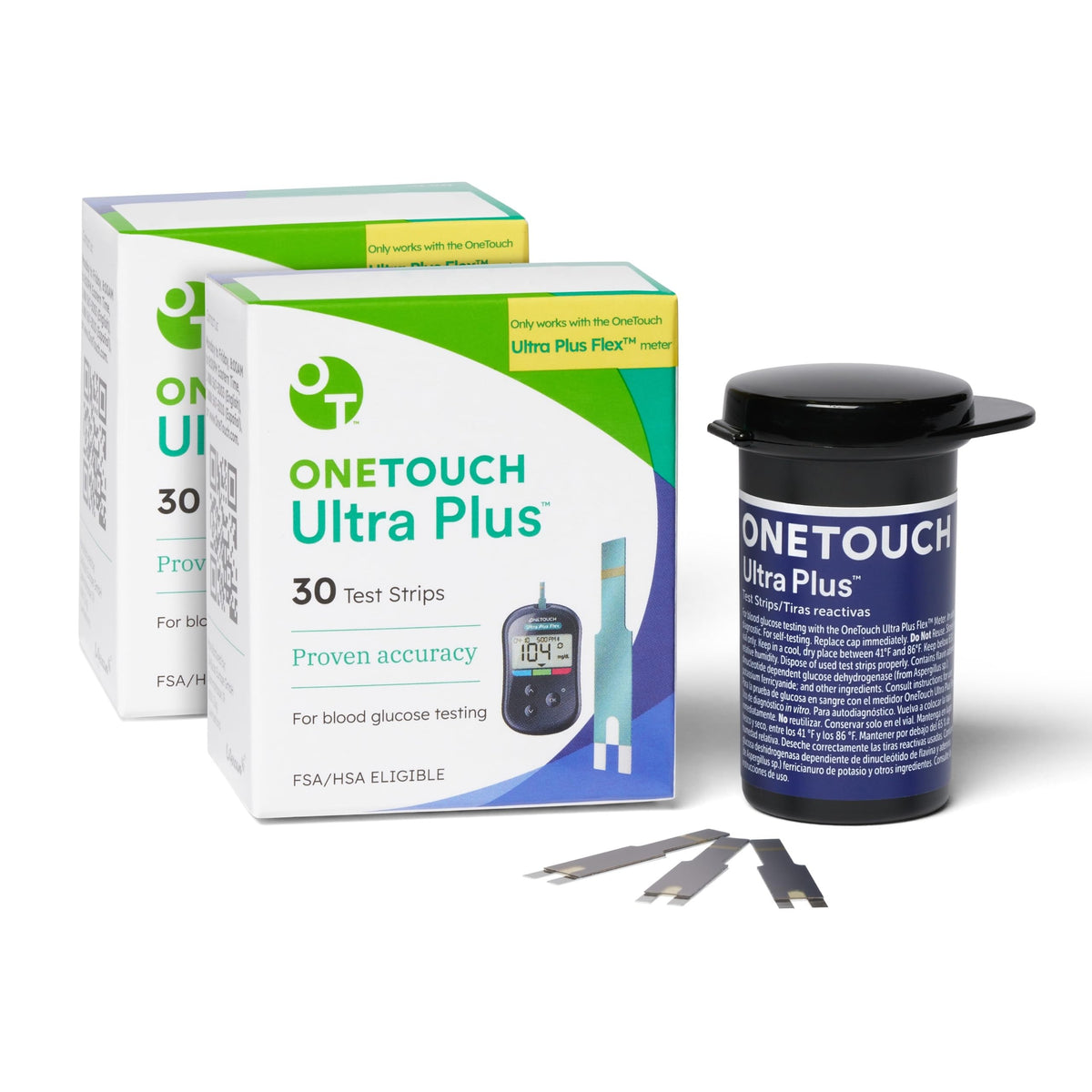 OneTouch Ultra Plus Flex strips front box showing value