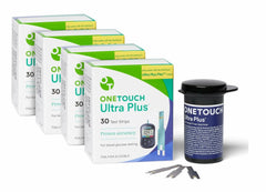 OneTouch Ultra Plus test strips box 120 count for at-home glucose testing