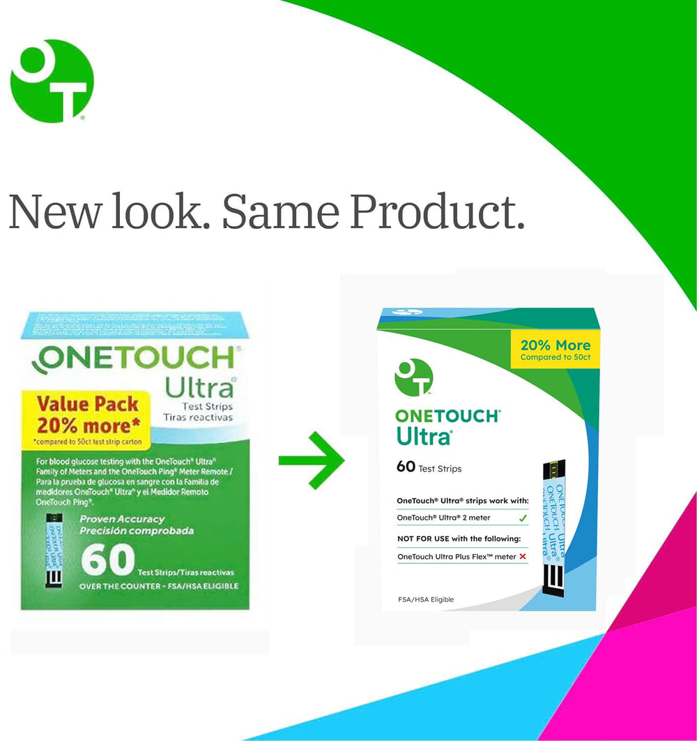 OneTouch Ultra Test Strips tube dispensing enables quick, clean access during routine blood sugar checks.
