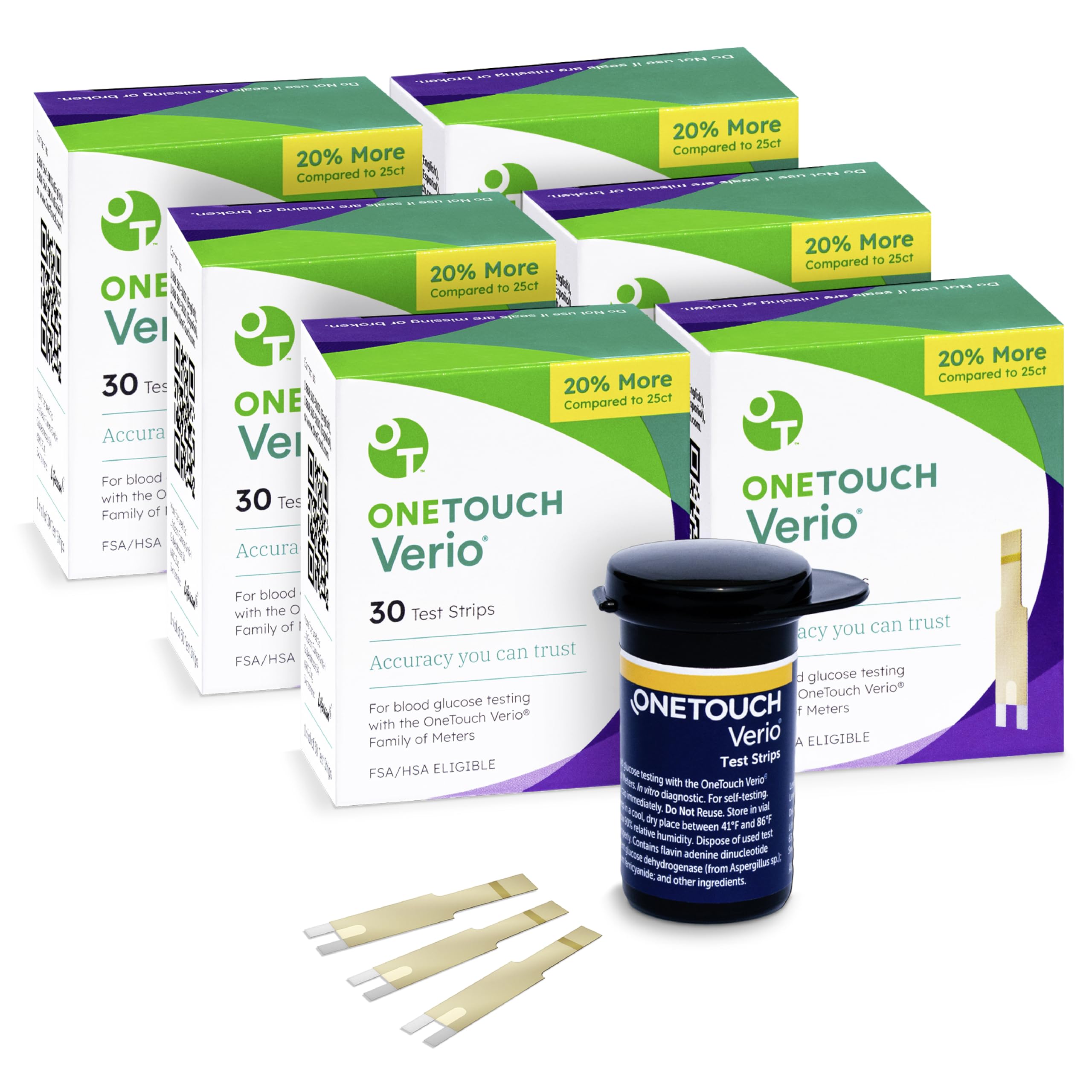 OneTouch Verio test strip 180-count pack for fast glucose testing