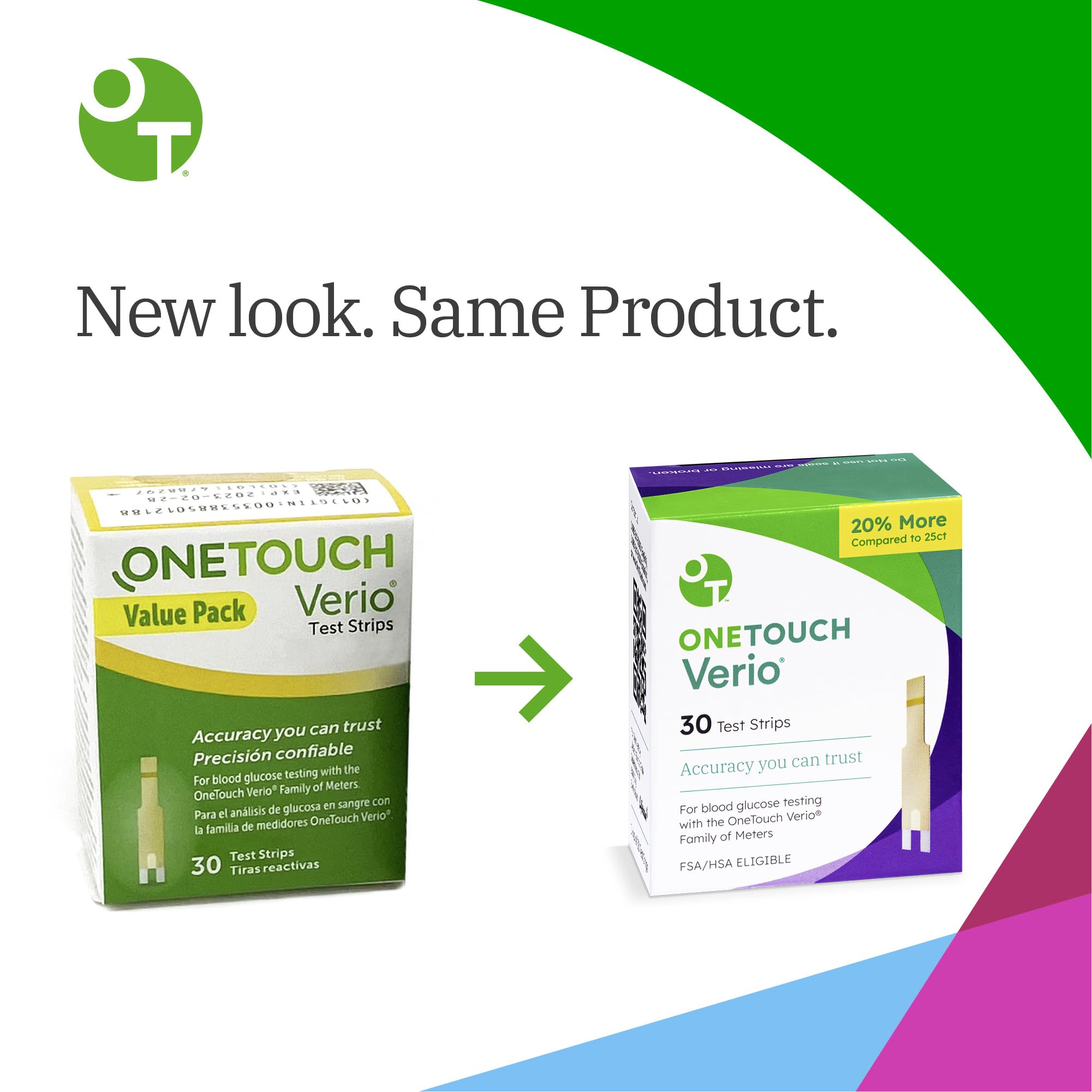 OneTouch Verio test strip close-up with small blood sample testing