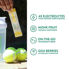 ONLY Hydration monk fruit-sweetened packet with low sugar, clean electrolyte drink