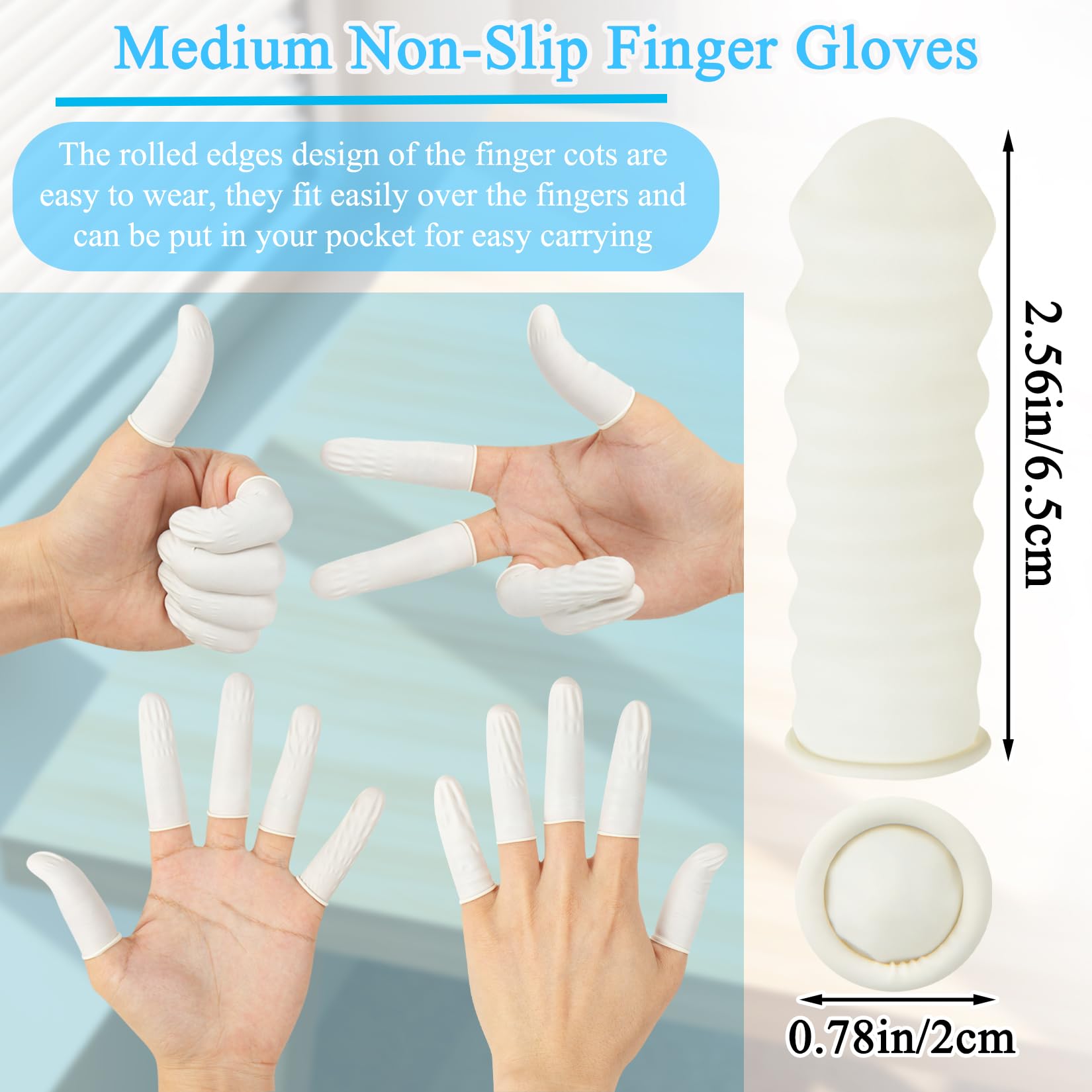 Close-up of textured latex surface showing flexible finger protection.