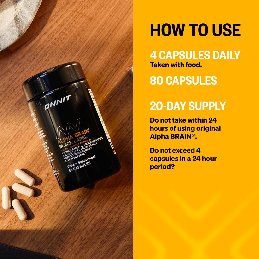 ONNIT Alpha Brain Black Label IGENTM badge signals trusted quality.