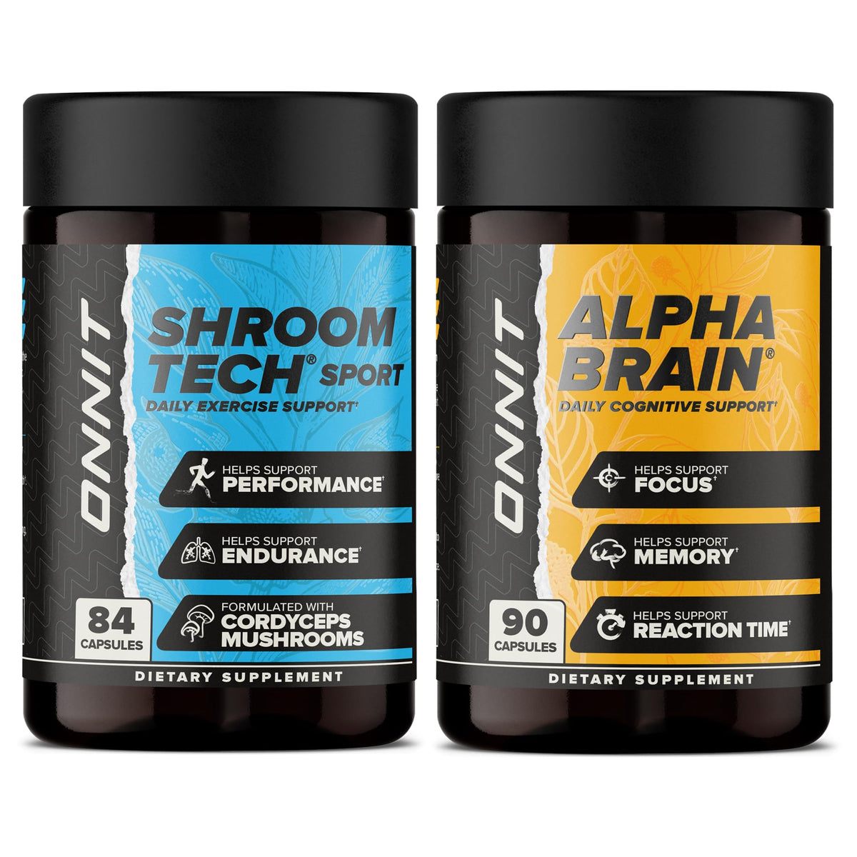 ONNIT Alpha Brain bottle front showing caffeine-free focus support