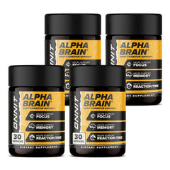 ONNIT Alpha Brain bottle front showing design and everyday focus support