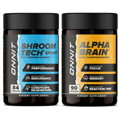 ONNIT Alpha Brain bottle front showing caffeine-free focus support