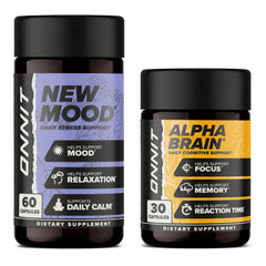 ONNIT Alpha Brain capsules in bottle for cognitive focus.