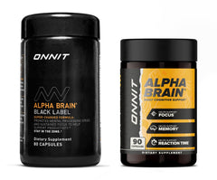 ONNIT Alpha Brain Classic bottle front for daily cognitive support.