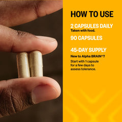 ONNIT Alpha Brain ingredients list highlighting L-Theanine and mood-stable calm.