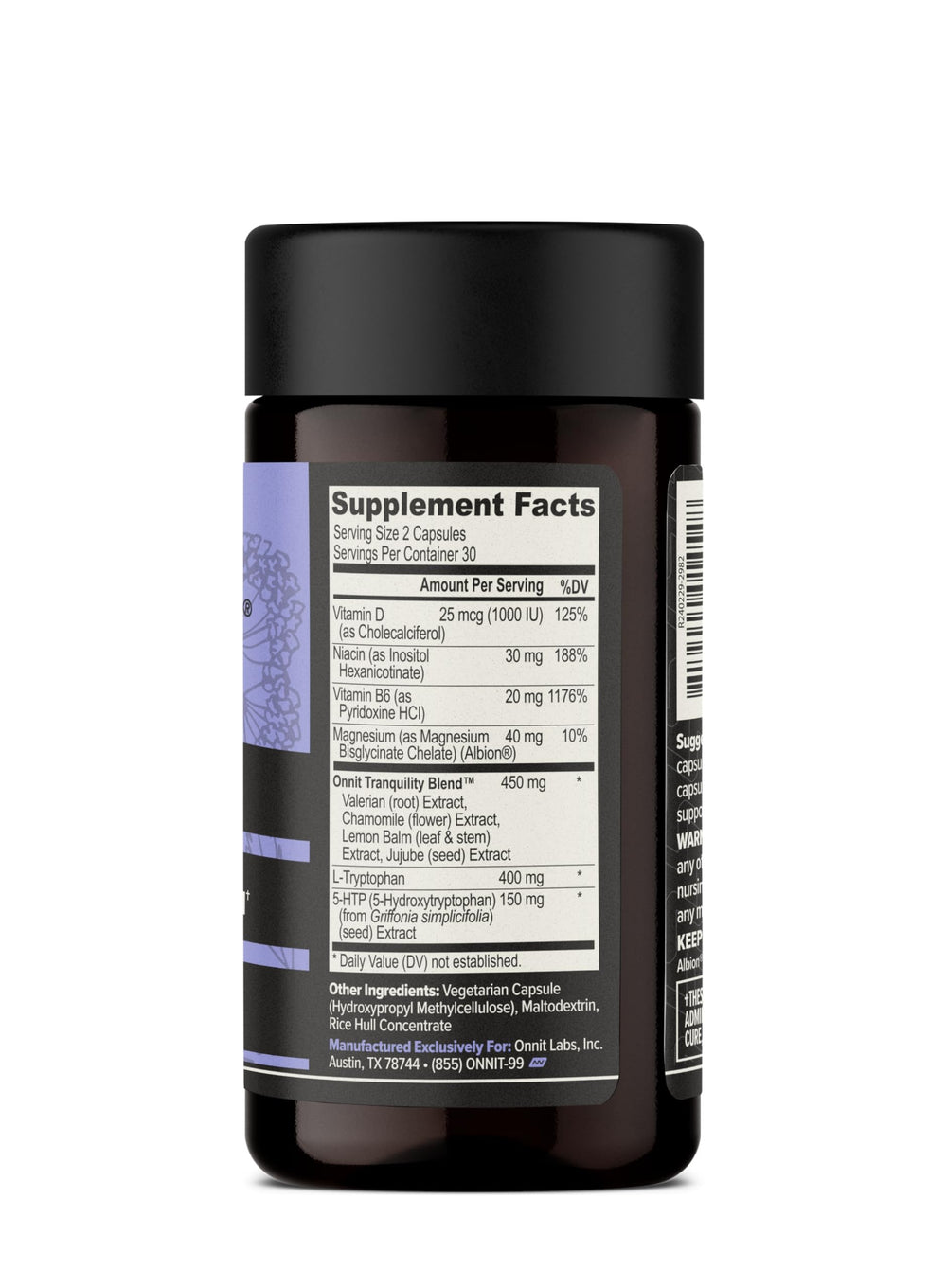 ONNIT Alpha Brain ingredients label close-up highlighting key nootropic components.