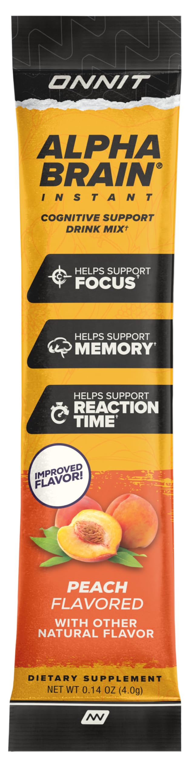 ONNIT Alpha Brain Instant packet open highlights portable cognitive support anywhere.
