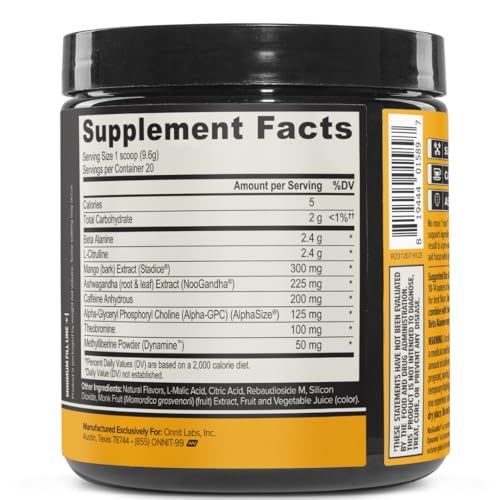 ONNIT Alpha Brain Tiger's Blood flavor label highlights IGEN Non-GMO testing and clean ingredients.