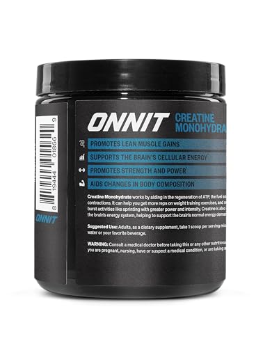 ONNIT Creatine Monohydrate scoop demonstrates easy portioning for workouts.