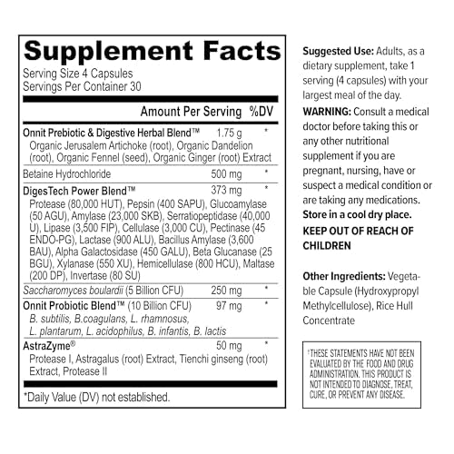 ONNIT organic prebiotics bottle close-up signaling gut-friendly fibers.