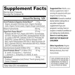 ONNIT organic prebiotics bottle close-up signaling gut-friendly fibers.