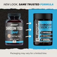 ONNIT Shroom Tech Sport bottle back highlights nutrition details for sustained performance.