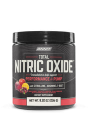 ONNIT Total Nitric Oxide powder tub with label, signaling quality and transparency.