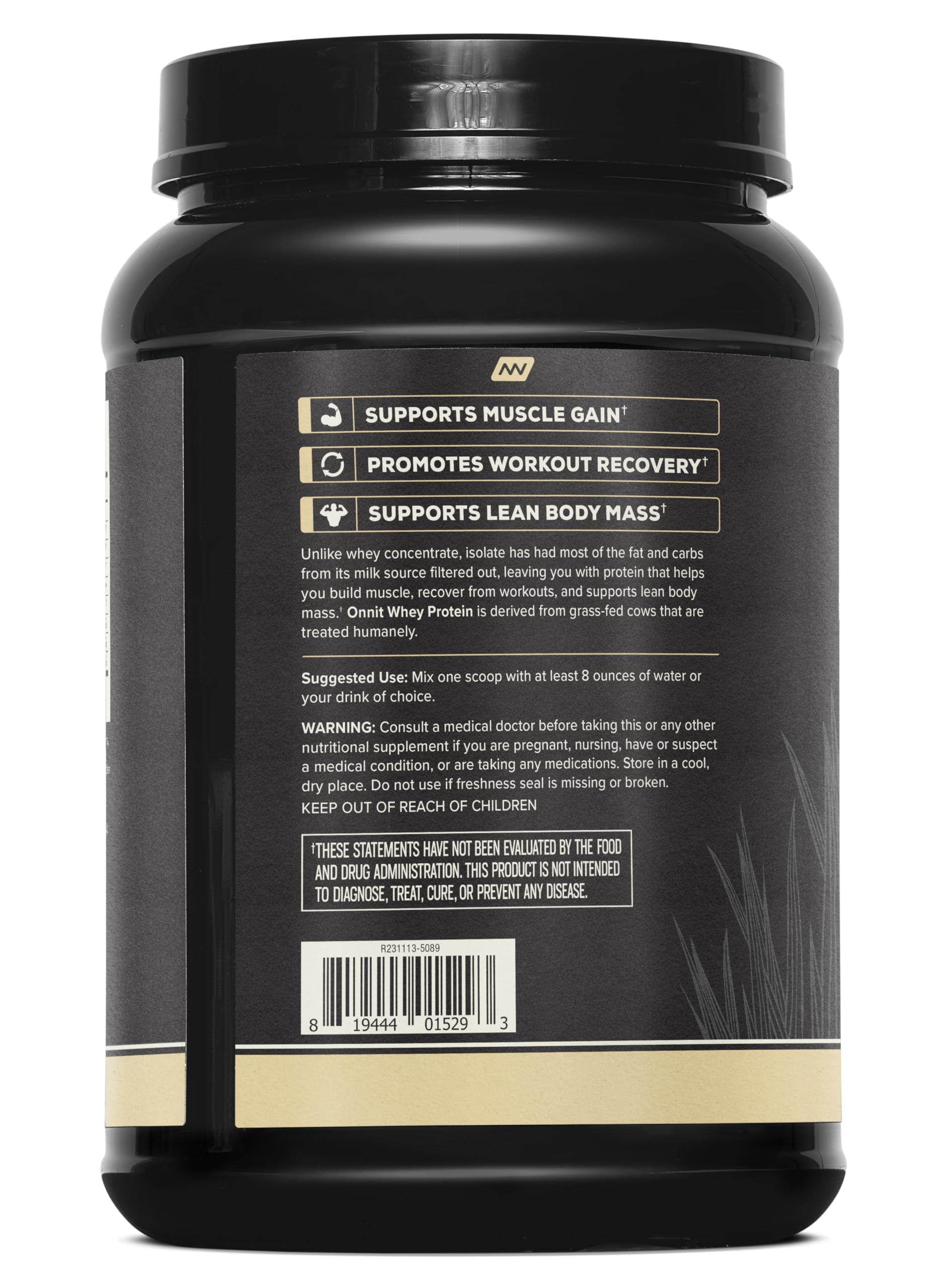 ONNIT vanilla whey protein powder packaging emphasizing quick digestibility