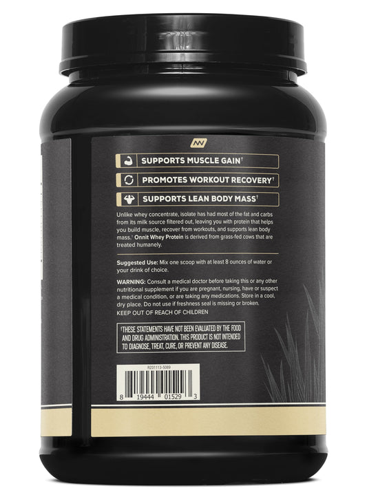 ONNIT vanilla whey protein powder packaging emphasizing quick digestibility