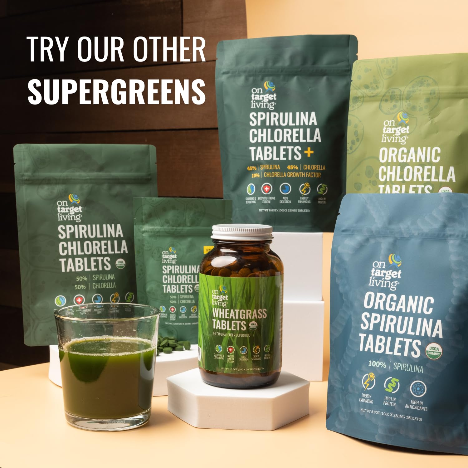Healthy lifestyle scene with On Target Living tablets as vegan supplement