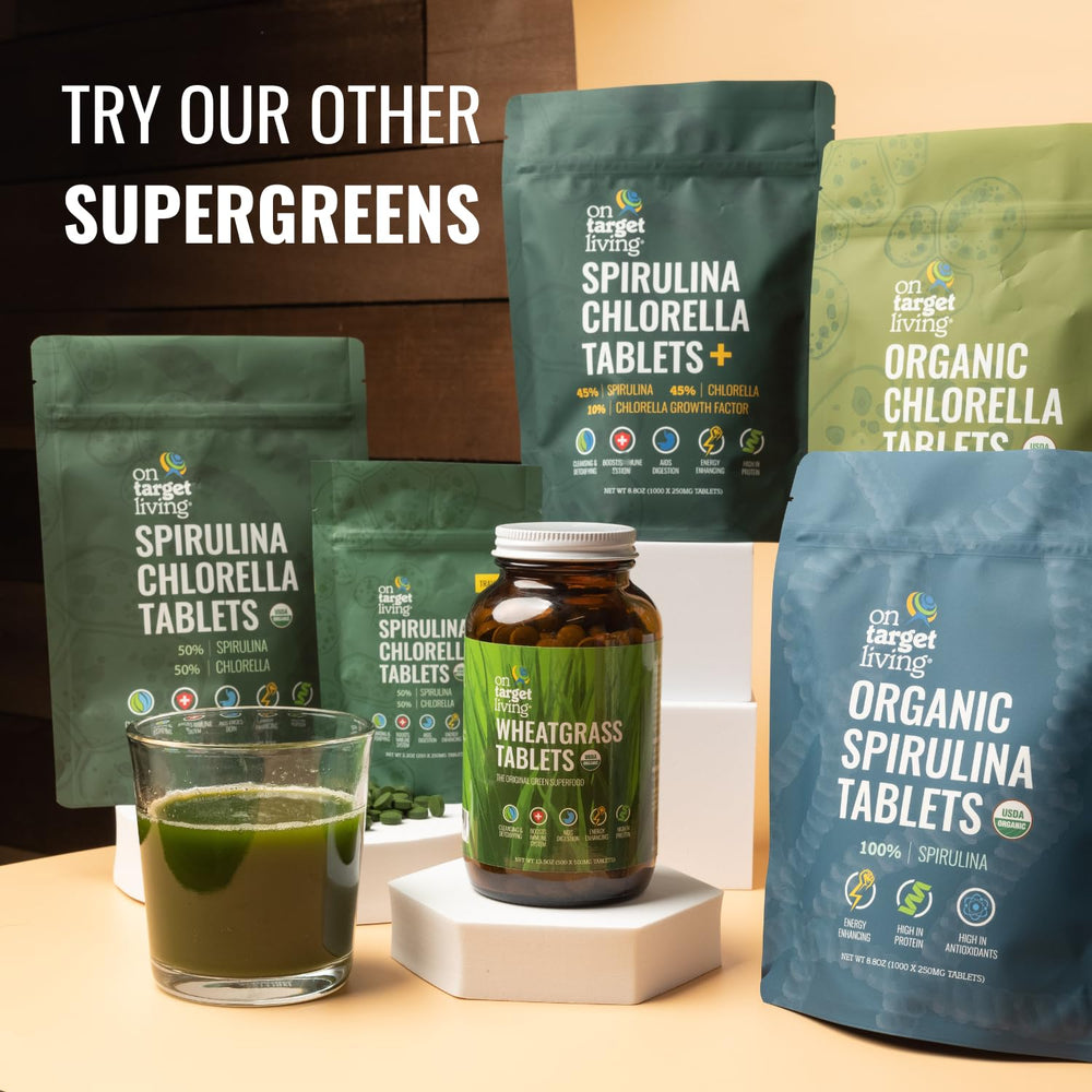 Healthy lifestyle scene with On Target Living tablets as vegan supplement