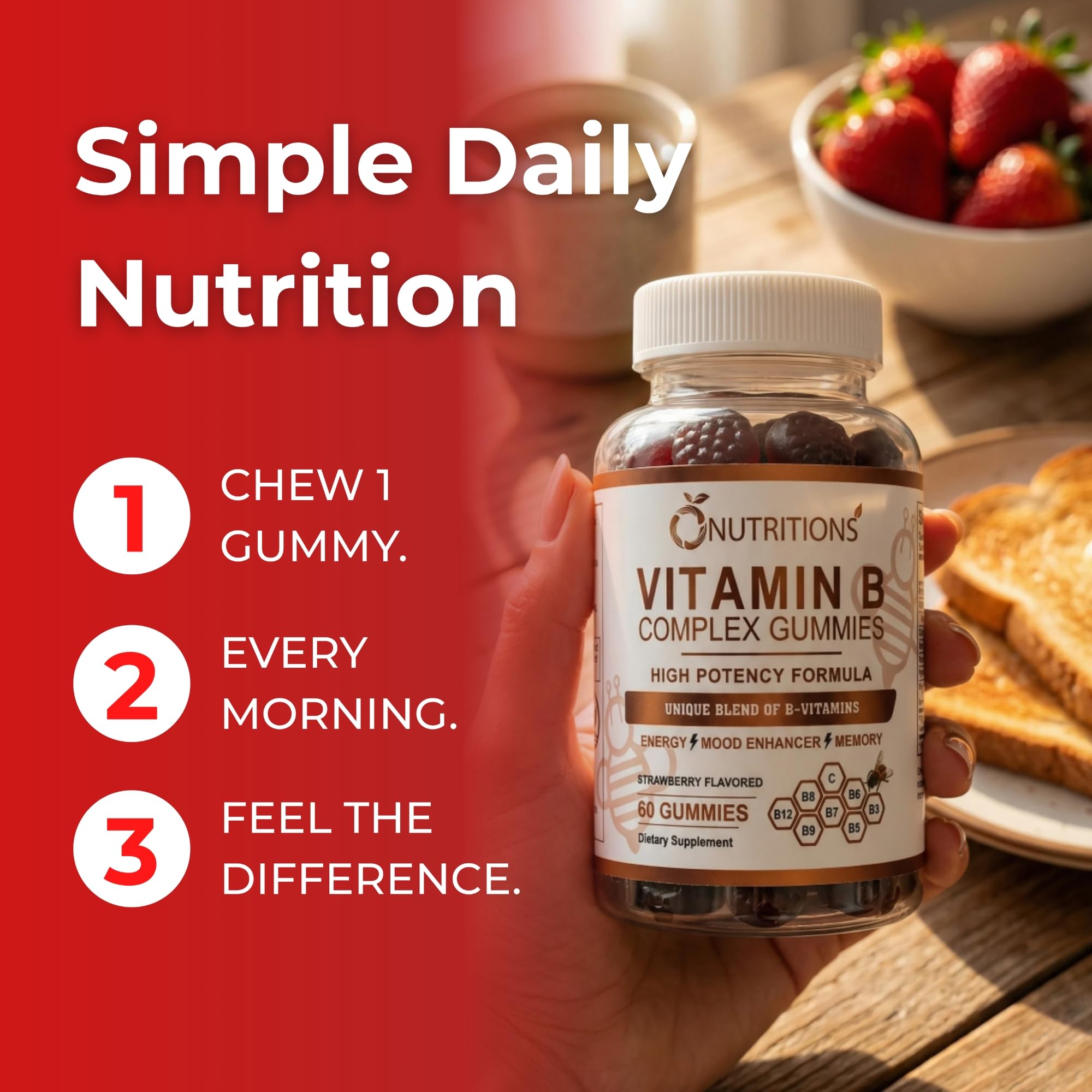 Gummies arranged with a planner to illustrate an easy daily habit for busy days.