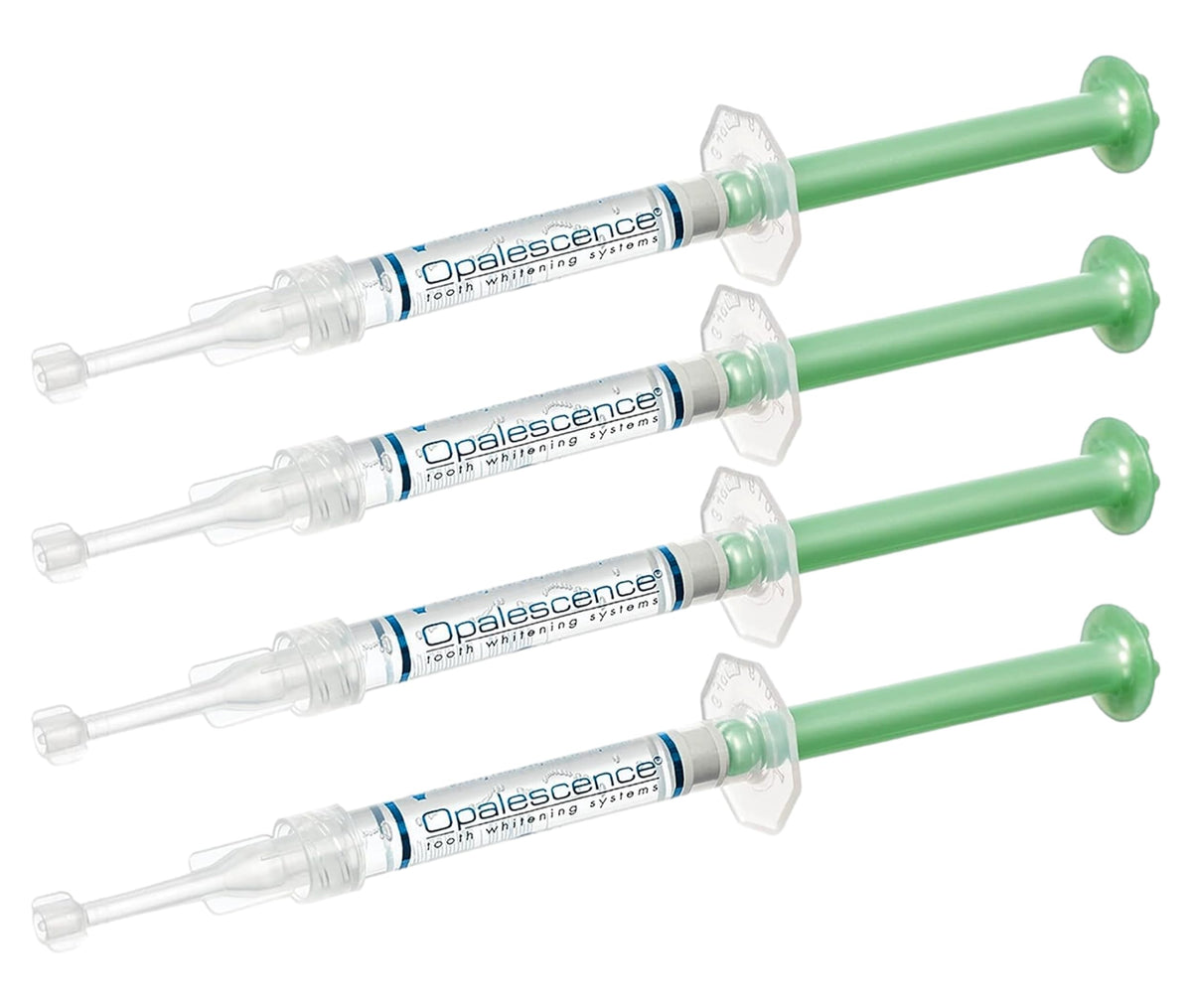 Opalescence 20% mint gel syringes for at-home whitening in whitening trays.