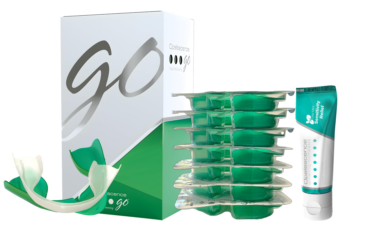 Opalescence GO 15 Mint bundle with whitening trays for easy home treatments.