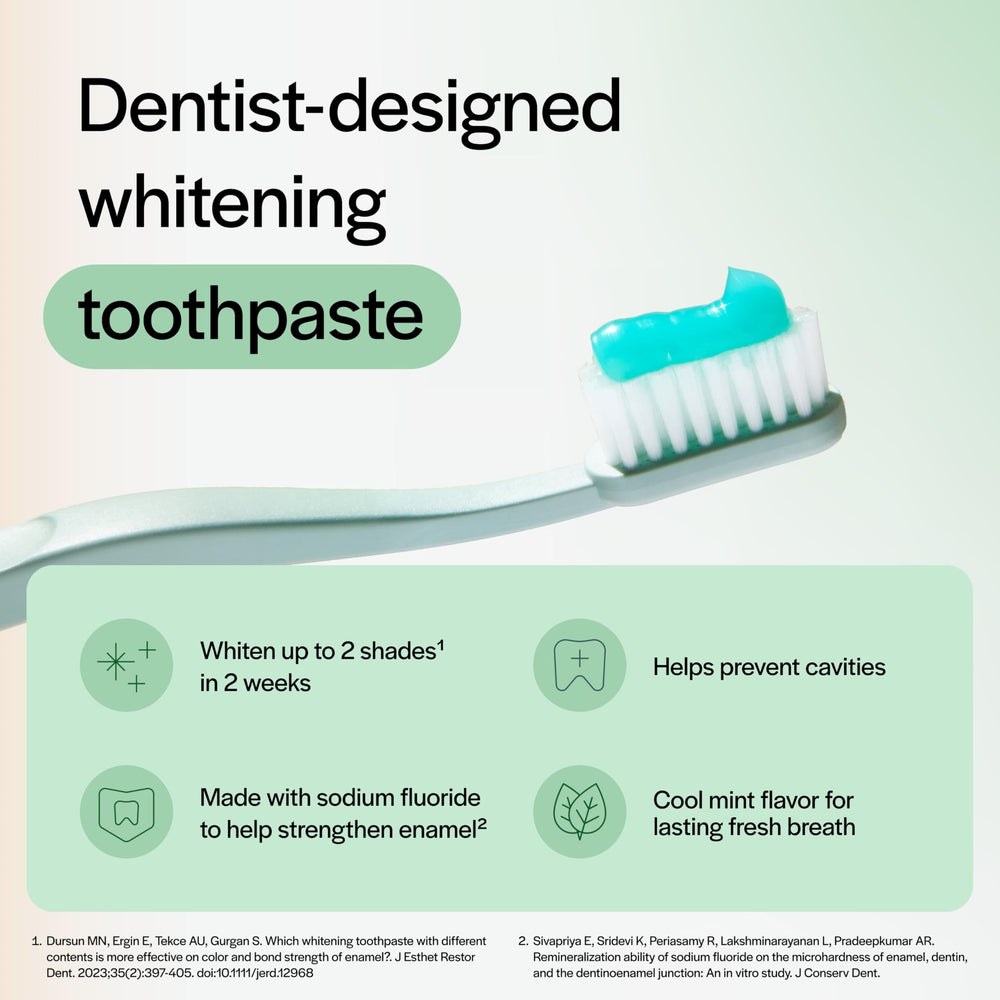 Brightens smiles by addressing coffee, wine, and cigarette stains.