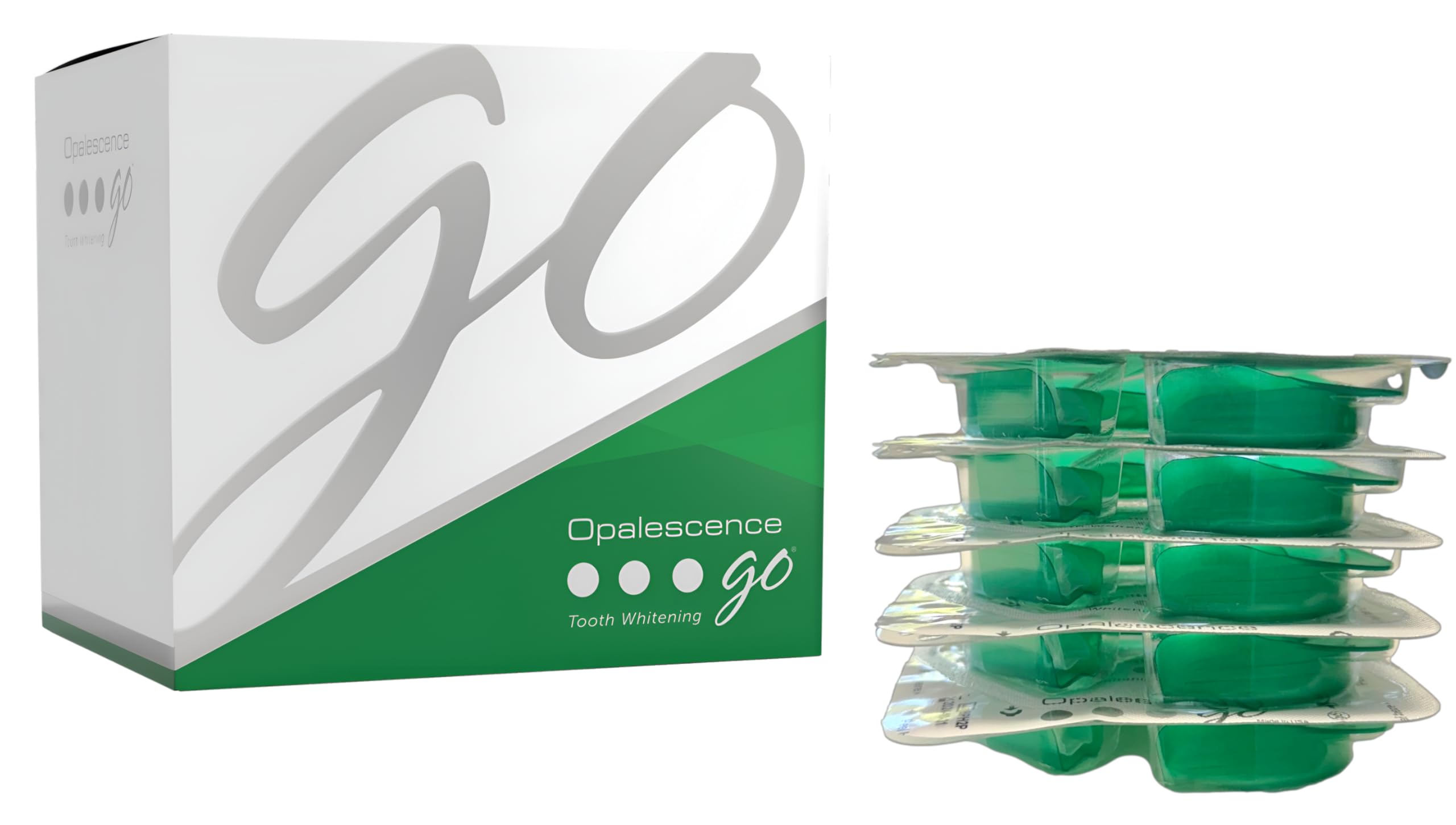 Opalescence Go cool mint trays offer a flexible, comfortable whitening fit.
