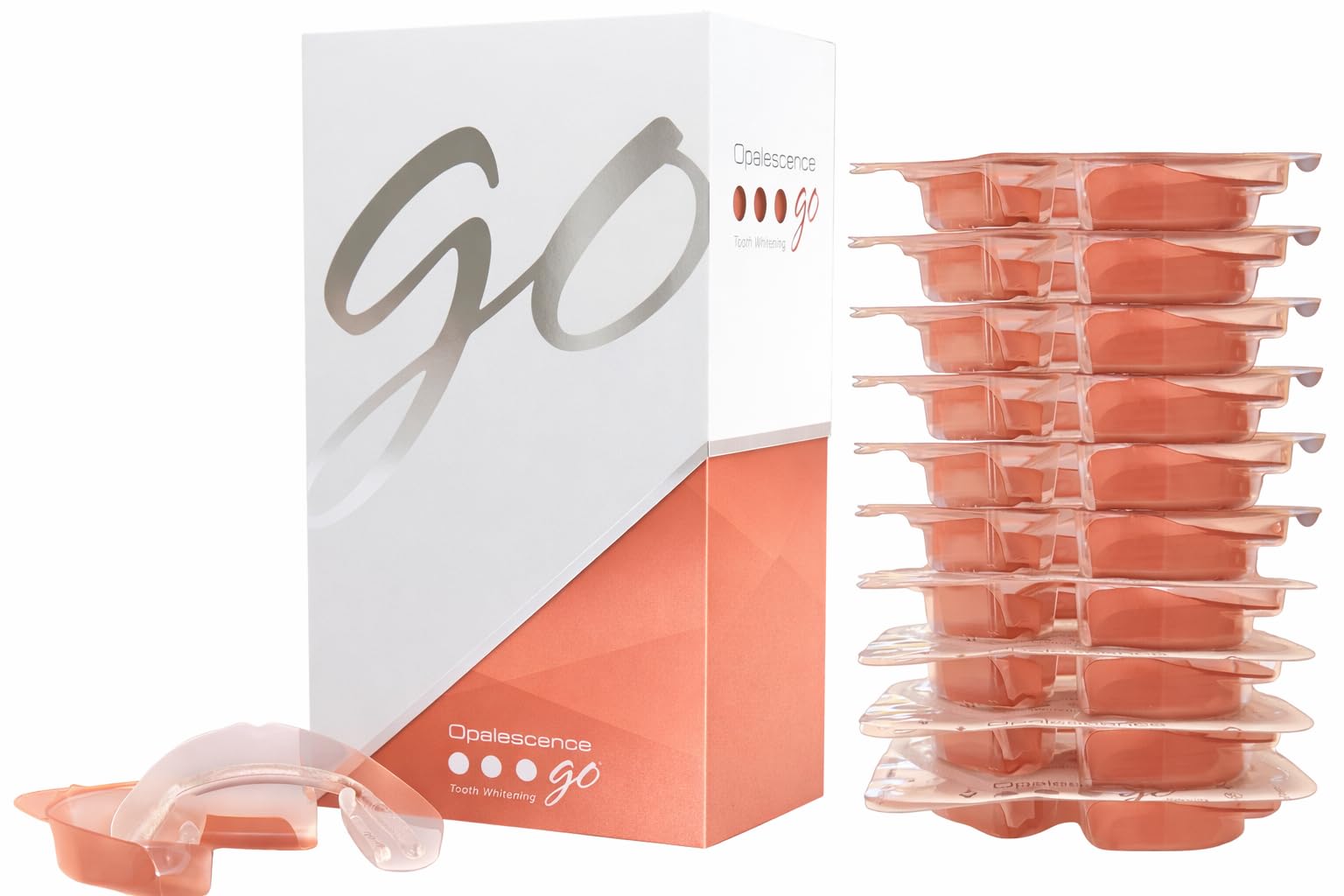 Opalescence Go melon trays pref filled with gel for on the go whitening.