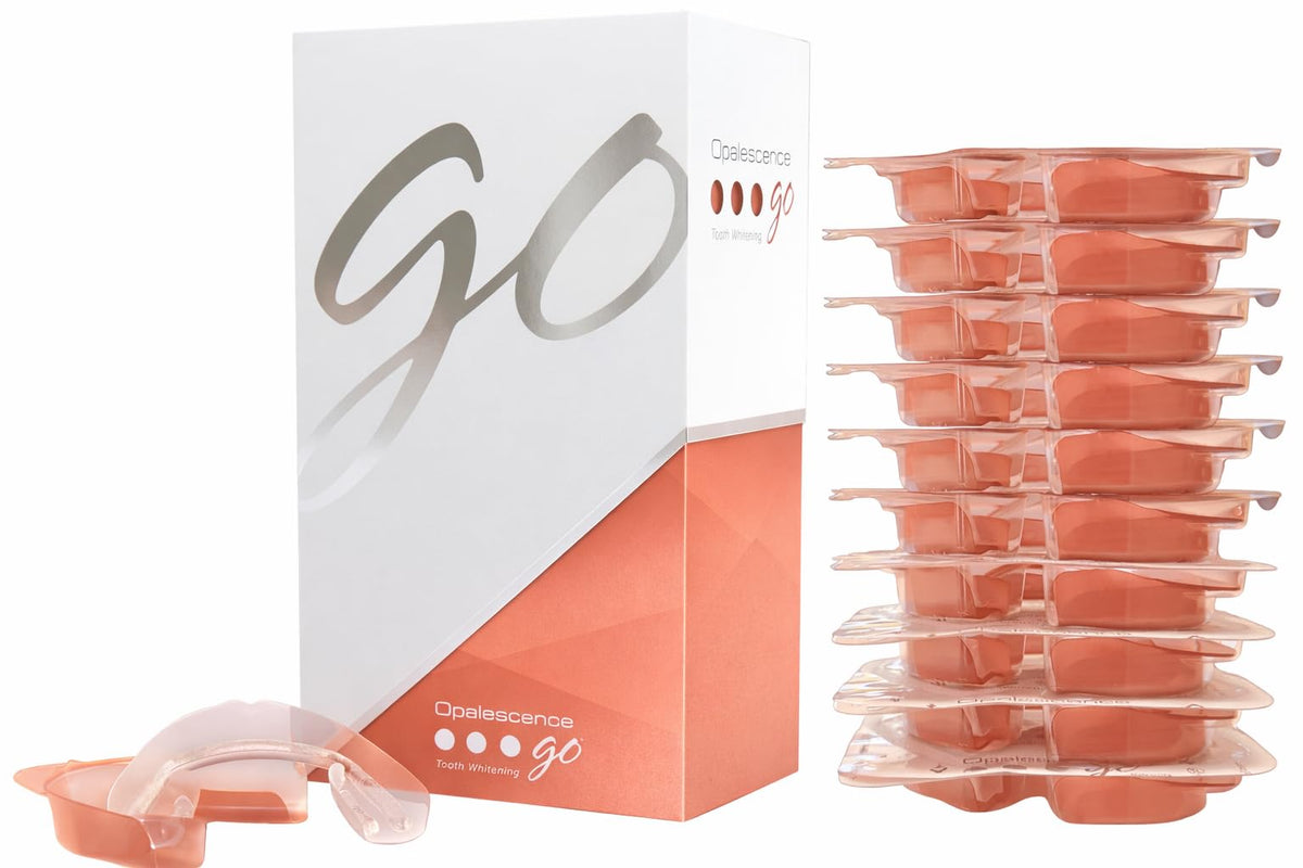 Opalescence Go melon trays pref filled with gel for on the go whitening.