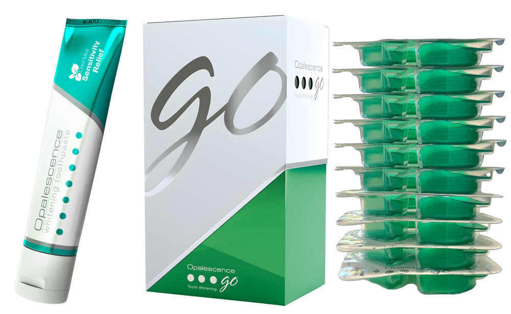 Opalescence Go prefixed trays setup for at-home whitening
