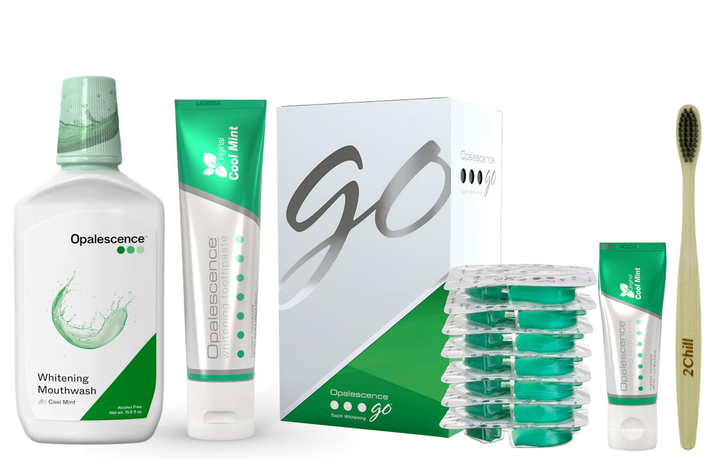 Opalescence Go trays shown for at-home whitening convenience.