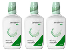 Opalescence whitening mouthwash bottle with cool mint label for daily whitening and fresh breath.