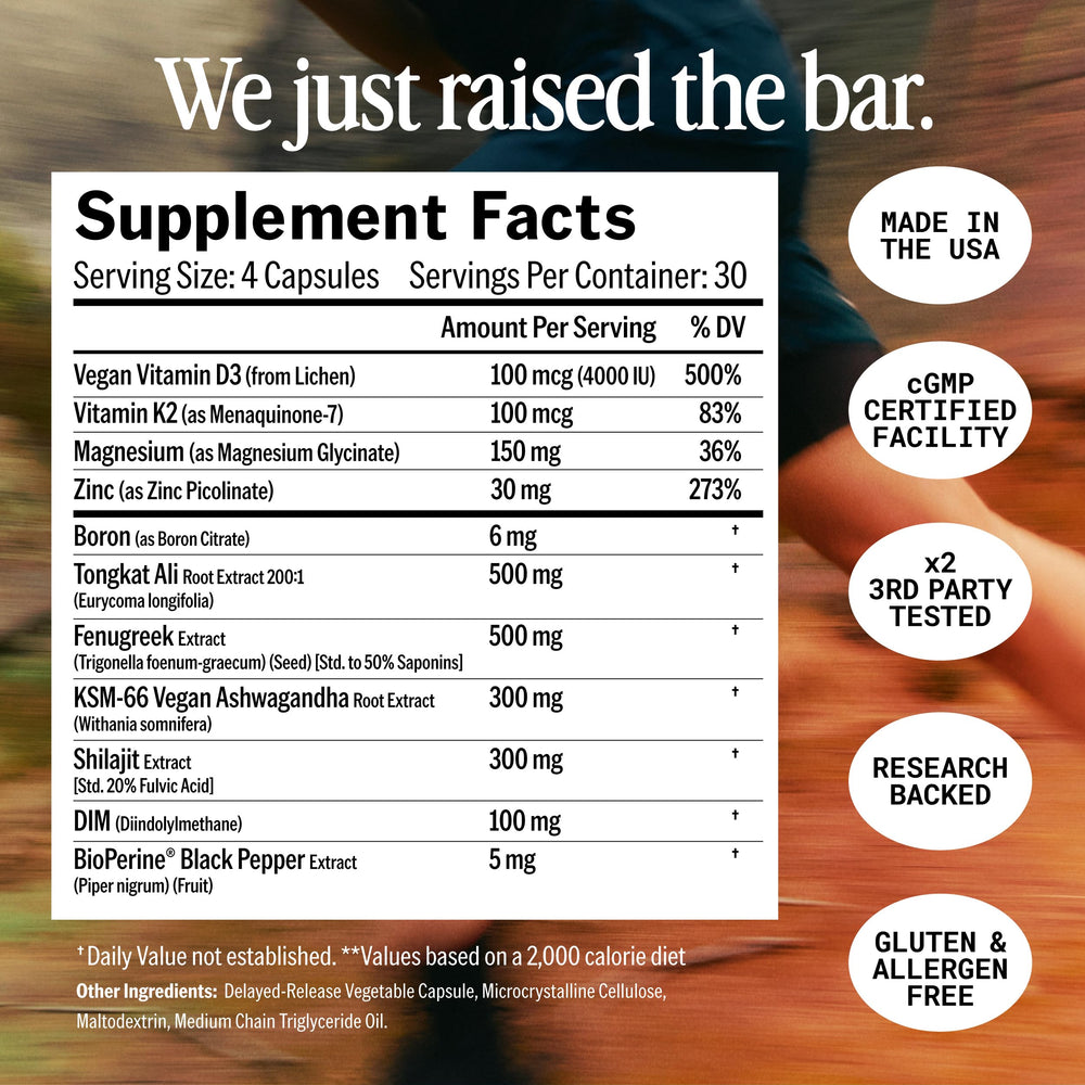 Open Essentials Advanced Boron supplement capsules aid recovery.