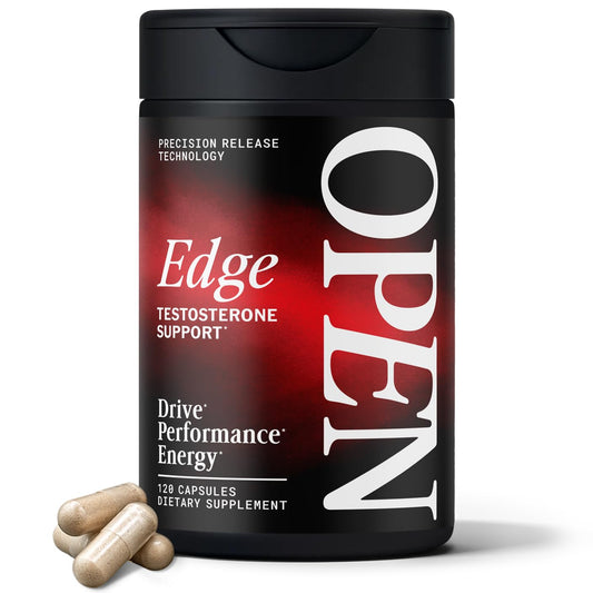 Open Essentials Advanced Testosterone Booster bottle supports daily vitality.