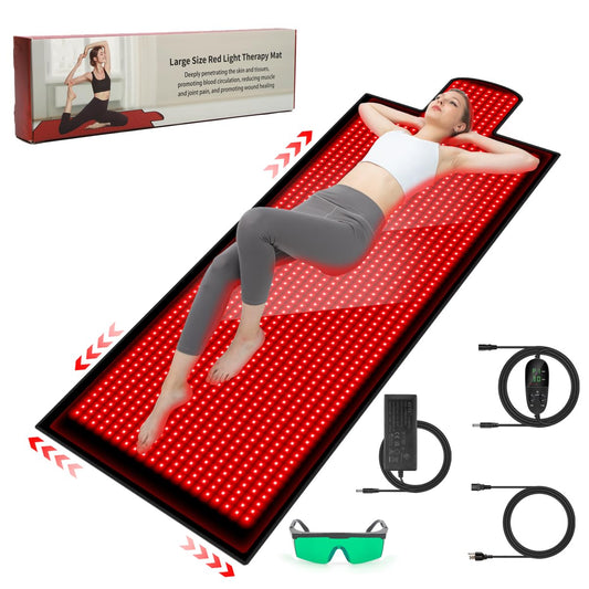 OPMGUWZY large red light mat; full-body coverage for at-home relaxation.