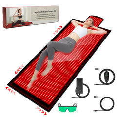 OPMGUWZY large red light mat; full-body coverage for at-home relaxation.