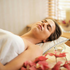 OPO Eucalyptus massage oil spread on skin suggests quick absorption and comfort